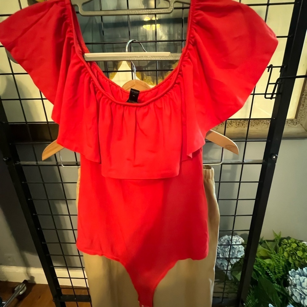 Red Ruffled Bodysuit - Picture 3 of 6